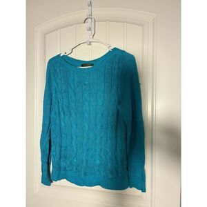 Lauren Ralph Lauren Ladies Cable Knit Sweater-Turquoise Small